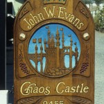 Wood Carved Sign- CHAOS CASTLE- 1976 H-36in W- 24in D- 1.5in