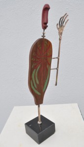 Figure-CULTIVATOR 2011 H-15in W-5in D-2in Bronze,Walnut,Inlay Glass,Purple Heart