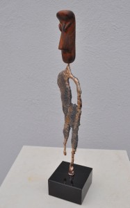 Figure- TIKI FIRE 2011-H-14in W-3in D-2in Bronze, Walnut