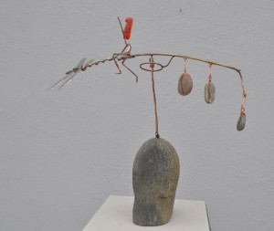 Kinetic Figure-DRAGON RIDER-2011 H-21in Dia-20in Bronze,Sea Agate,Acrylic, Stone