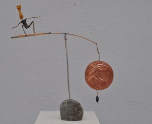 Kinetic Figure-NEWPORT 2011 H-20in Dia-23in Bronze, Olive Wood
