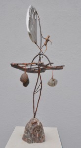 Kinetic Figure- WAVE RIGGER 2011 H-19in Dia-16in Copper,Bronze,Stainless,Stone