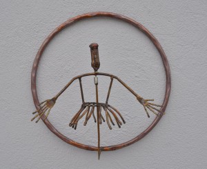 Wall Kinetic Figure- HULA MULA 2011 H-20in W-20in D-8in Copper, Bronze