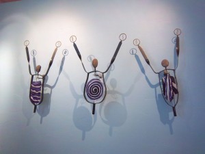 Wall Kinetic Figure-KINGS FANS-2008 H-28in W-60in D-8in Steel, Aluminum, Stone